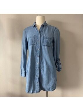 Guess Denim Button-Up Long Sleeve Dress Small Y2K